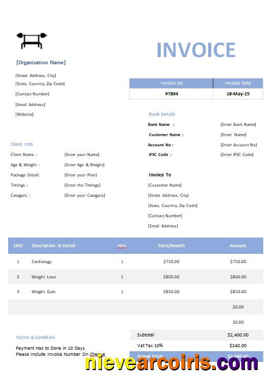 Gym Invoice